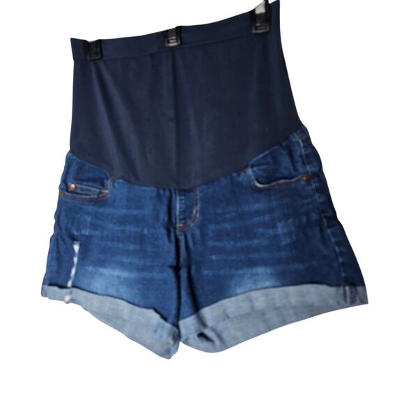 HOFISH Women’s Maternity Denim Shorts Blue Jean Over Belly Size M Distressed - Picture 1 of 8